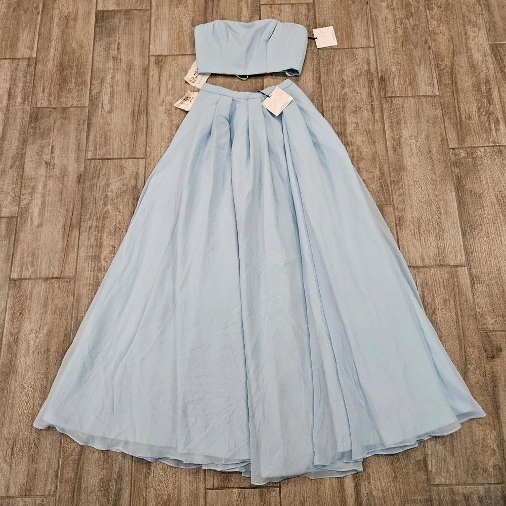 Fame and Partners The Maristel Two Piece Strapless Maxi Gown Set Size 4 NEW Blue - Picture 2 of 15